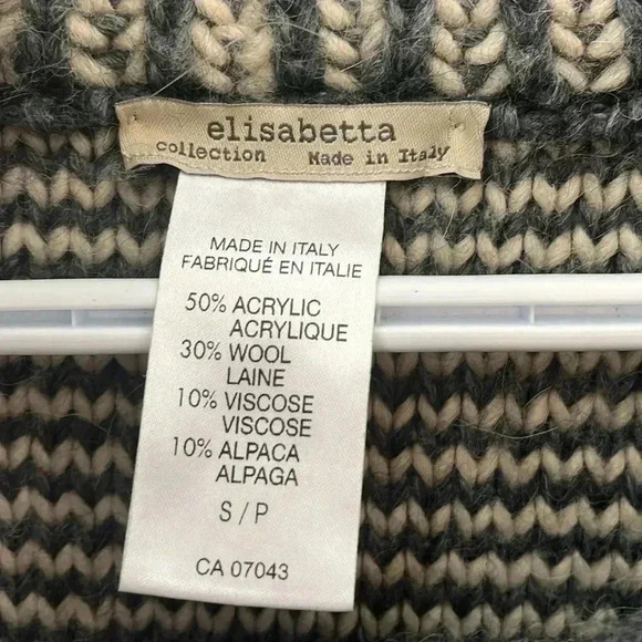 [S/M]Elisabetta Franchi Made in Italy Wool/Alpaca  WMN Gray Black Tunic Sweater - Picture 8 of 9